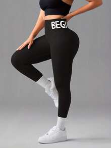 2 Pieces Of Women's Sports Yoga Pants, Basic Solid Color Seamless High Waist, Hip Lifting Elastic, Breathable Sports Leggings, Suitable For Gym, Yoga, Fitness And Daily Exercise - 黑色卡其 - 查看 2
