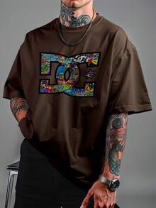 Oversized T-Shirt DC Street Collage Streetwear Unisex Ref4227 - Rust Brown - View 1
