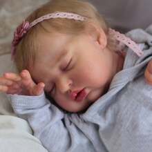 Realistic 19-Inch Reborn Baby Dolls Girl Lifelike Baby Dolls Reborn Doll Girl Soft Body Eyes Closed Newborn Real Life Baby - 彩色 - 查看 3