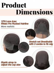 13*4 高密度蕾丝前假发，150% 密度，优质舒适女士假发，棕色渐变 30 英寸长直发，采用耐热合成纤维制成，适合度假、旅行、家庭聚会、角色扮演和日常佩戴。 - 漸層棕色 - 查看 6