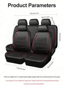 9件/4套通用反光滚边真皮汽车座椅套，兼容安全气囊，拉链开口设计，适用于SUV、厢式货车、卡车