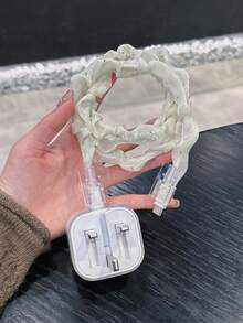 Set de 4 piezas (1 protector de cargador + 2 protectores anti-pellizco de cable de datos + 1 protector de cable con malla de diamantes brillantes), Set de protectores de cargador y cable de datos con estampado floral, compatible con cargador rápido de 20W de Apple para Reino Unido - Multicolor - Ver 5