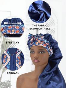 1件装女士印花丝滑缎面睡帽，休闲舒适，可作睡帽或头巾使用（印花图案随机） - 紅色NPSM14 - 查看 7