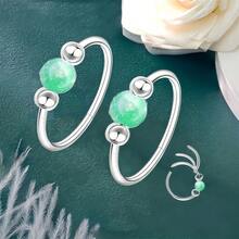 Nose Rings Hoops Opal Nose Piercings Jewelry 316LSteel Hypoallergenic Silver Septum Hoop Nose Ring For Women 18G Hinged Helix Rook Conch Cartilage Daith Tragus Earring