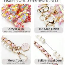 SLAWLetter Owala Accessories For Water Bottle 24oz 32oz 40oz With Cute Initial Charm And Handle Strap - 粉色 - 查看 3