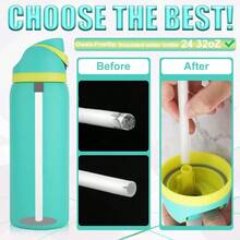 SLAW6PCS Replacement Straws For Owala Water Bottle 24 Oz 32 Oz Reusable Plastic Straws With Cleaning Brush For Cup 24oz 32oz Travel Tumbler Accessories Parts For Sports Bottle White - 白色 - 查看 6