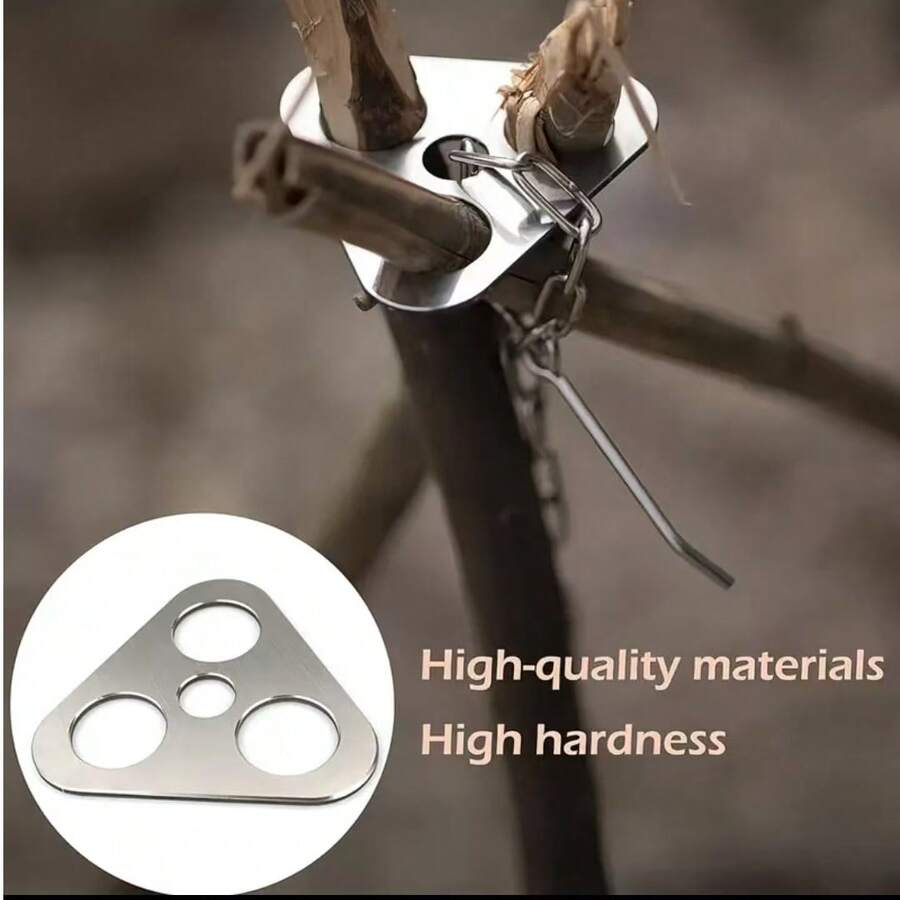 1pc Steel Camping Tripod - Adjustable Height, Portable Pot Hanger, Portable Tripod Installation Board Turns Branches Into Campfire Stands, With Adjustable Hanging Chain And Storage Bag, Suitable For Outdoor Cooking And Barbecue, Perfect Camping Accessory