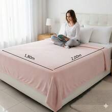 Microfiber Blanket, Double Size, Hypoallergenic, Printed And Plain, Warm - Baby Pink - View 2