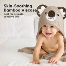 WSXC KeaBabies Hooded Baby Towel For Newborn - Viscose Derived From Bamboo Large Baby Bath Towels With Hood For Boys Girls Toddler Extra Absorbent And Soft Newborn Bath Essentials Koala Regular - Gấu túi - Xem 3