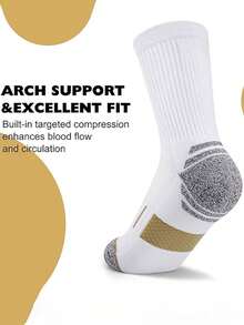 5 Paar Sport Crew Socken für Herren & Damen, atmungsaktive gepolsterte Socken bis zur Mitte des Waden, feuchtigkeitsableitende Anti-Blasen Socken für Laufen/Gym/Training - Schwarz und Weiss - Übersicht 4