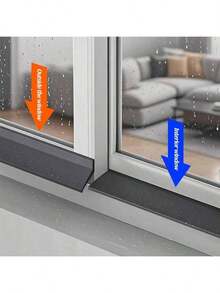 1m Water Blocking Bar For Home Windows, Rain And Wind Sealing Gasket For Sliding Windows, Balcony Insulation, Windproof Sealing Strip - Black - Length 1.0 Meter (total Width 4.5 Centimeters) - View 7