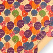 1pc 43x300cm/17x118in Kraft Paper Gift Wrapping Paper - "Happy Birthday" Pattern, Durable Paper, Suitable For Birthday Party Gifts/Kids Favors, Also Applicable For Children's Day/Mother's Day/Valentine's Day And Other Holiday Packaging And Decoration - Multicolor - View 3