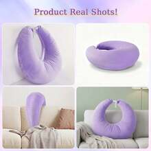Gaming Pillow For Bed, Reading Pillow For Bed/Sofa/Floor, Ergonomic Arm Pillow For Reading, Gaming, Working And Crocheting, U-Shaped Pelvic Pillow For Adults' Elbows - Mauve Purple - View 7