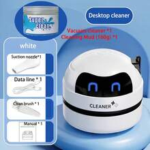 Mini aspirapolvere da scrivania, a forma di robot, strumento di pulizia portatile da scrivania, adatto per scrivanie, ricaricabile USB, a singola velocità, per detriti, briciole di gomma, adatto per casa, ufficio, cucina, tastiera del pianoforte, adatto come regalo per il ritorno a scuola, regalo di Ognissanti, regalo di Natale - Multicolore - Visualizzare 17