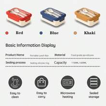 1pc 1100ml/1400ml Large Capacity Lunch Box, Built-In Cutlery, Insulated Bag, Leak-Proof, Adult Lunch Box, School Lunch Box, Modern Stylish Lunch Box, Suitable For Work, Back To School, Camping, Kitchen - Multicolor - View 7