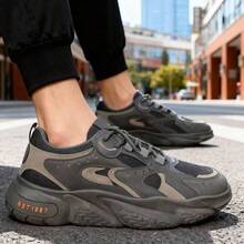 Men's Casual Lightweight Breathable Road Running Shoes, Outdoor Hiking Shoes, Chunky Sneakers - Grey - View 14
