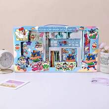 CRAYON SHINCHAN Stationery Gift Set, Ideal Birthday, Back To School, Halloween, Christmas, Thanksgiving Gift For Kids - Includes Pencils, Erasers, Sharpeners, Notebooks, Rulers, Crayons, Pencil Case (Note: Stationery Design And Color May Vary Due To Production Batch) - 彩色 - 查看 3