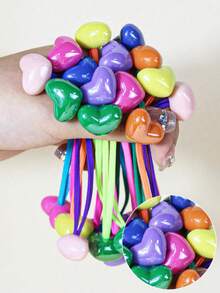 14 chiếc dây buộc tóc hình trái tim nhiều màu sắc dành cho bé gái, thích hợp để sử dụng hàng ngày. - Nhiều màu - Xem 7