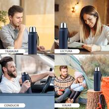 SSGP Termo de Acero Inoxidable 1000ML,Termo para Agua con Infusor de Té,Botella de Agua,Cierre Hermético,Sin BPA,Manténgase caliente y frío(24 horas),con manga de botella,A prueba de derrames - Azul oscuro - Ver 10