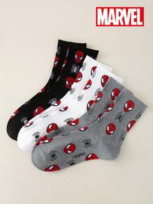 Marvel 6 Pairs,3 Pairs,1 Pair Random Of Universal Spider Man Heart-Shaped Printed Cool, Sweet, And Fashionable Thigh High Socks, Suitable For Daily Outings, Fan Gatherings, And Couple Outfits - Multicolor - View 6