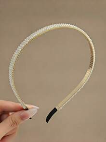 1 Peça Headband Premium de Liga de Zinco Boho com Rosa e Pérola, Headpiece Feito à Mão com Pérolas Envoltas na Franja, Faixa de Cabelo Elegante e Versátil para Uso Externo, Todas as Estações