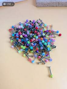 10/20/50pcs Acrylic Horseshoe Nose Septum Rings, Round Barbell Lip Studs, Eyebrow Cartilage Earrings, Assorted Colors & Patterns - Piercing Jewelry - View 10