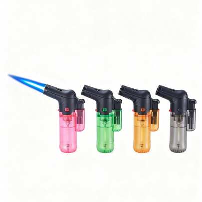 4 encendedores de soplete Rellenable, uso fácil y práctico para cocinar, hornear, hacer manualidades, acampar y hacer barbacoas.