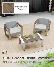 Conjunto de Muebles de Patio al Aire Libre, Asientos, Conjuntos de Conversación de Patio al Aire Libre con Asiento Ergonómico y Cojines Gruesos Lavables, Muebles Seccionales Modernos para Balcón, Porche (Gris) - Gris - Ver 5