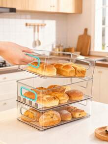 Bộ 2 hộp đựng bánh mì trong suốt dung tích lớn, hộp đựng đồ di động tiện dụng, hộp đựng thực phẩm, hộp đựng rau củ quả nhà bếp, hộp phân loại thực phẩm trong tủ lạnh, hộp đựng thực phẩm làm từ chất liệu PET dày dặn, dễ vệ sinh, thích hợp cho nhà bếp gia đình và nhà hàng. - trong suốt - Xem 3