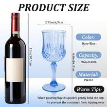 24 Pcs Blue-Stemmed Wine Glasses-Bridal Party Exclusive Champagne, Stackable & Lightweight, For Champagne, Parties, Weddings, Birthdays, Picnics, Family Gatherings, Retro Bars Home & Banquets, Doubles As Table Decor, Usable As Halloween Christmas Gift - Xanh đậm - Xem 3