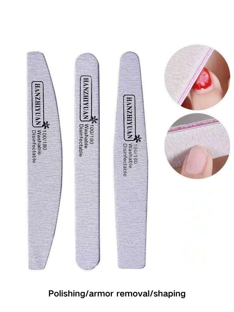 3pcs Korean Style Nail Files, Diamond Shaped, Straight Grinding Sticks, Coarse Grit Manicure Tools, Durable & Portable, Shaping & Polishing, Essential For Nail Salons And Home Use - Multicolor - View 1