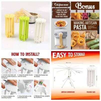 - Estante de secado para pasta Pasta fresca casera 10 asas Fcil almacenamiento y configuracin rpida