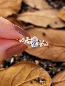 Elegant Silver Teardrop Commitment Ring - Sparkly Cubic Zirconia CZ Women Ring, Perfect For Engagement, Wedding, Romantic Proposal Anniversary Gift, Wedding Jewelry - nhẫn - Xem 12