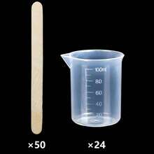 This Resin Mixing Cup Set Includes(100ml Graduated Epoxy Cup+50 Pcs Wooden Craft Sticks), A Wooden Craft Stick, Resin Mixing Cups, Beakers, Pouring Cups, Plastic Measuring Cups, Small Plastic Beakers, And Graduated Glass Cups. - Multicolor - View 8