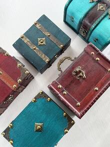 1pc Square Multi-Color Retro Personalized Jewelry Storage Box, Suitable For Home Decor, Jewelry & Accessory Storage, And Holiday/Birthday Gifts - Multicolor - View 2