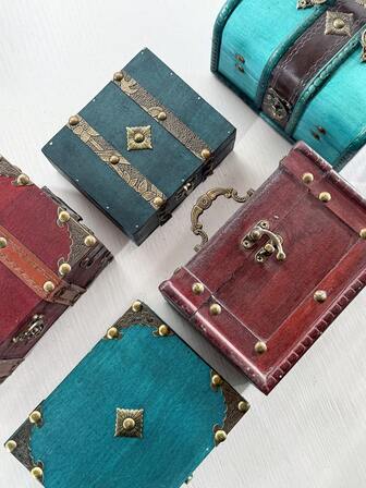 1 pieza Caja de almacenamiento de joyas cuadrada retro multicolor personalizada, adecuada para decoración del hogar, almacenamiento de joyas y accesorios, y regalos de fiestas/cumpleaños