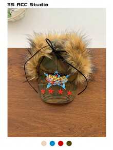 Mũ Ushanka và mũ lưỡi trai giả lông thú sang trọng, mũ giữ ấm, chắn gió, thích hợp cho nữ mùa thu/đông, thích hợp cho hoạt động ngoài trời, trượt tuyết ... - Nhiều màu - Xem 9