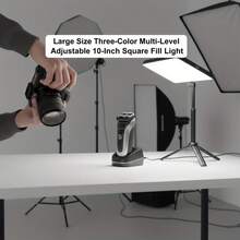 10-Inch Large Square Selfie Ring Light, 3 Color Modes, Dimmable, Includes Adjustable 3-Segment Tripod Stand, Portable & Extendable, Suitable For Party & Photography; LED Light Strip With Flexible Tripod And Phone Holder - Multicolor - View 3