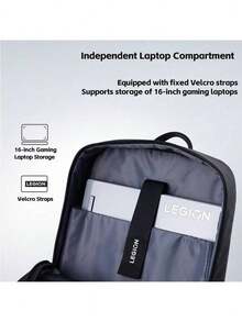 Lenovo Legion C1 Business Travel Universal Backpack: Multi-Compartment Storage, Breathable And Pressure-Relieving Carrying Design, Side Water Bottle Pocket, Water-Repellent Fabric, Anti-Theft Design, 16-Inch, Black. - Black - View 2