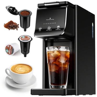 2-In-1 Coffee Maker - Capsule & Ground Compatible With Reusable Filter, 6-16oz Adjustable Capacity, 40oz Large Tank, Easy To Use, Black