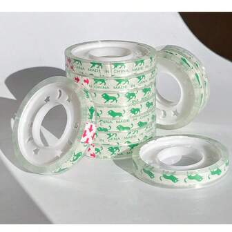 4 Rolls (Random Styles) Transparent Tape For Students - Mini Rolls, Super Clear And Non-Obstructive, Suitable For Covering Incorrect Answers Or Sealing Documents. High Adhesiveness, Tear-Resistant; Applicable For School Assignments And DIY Office Work. Small Rolls, Convenient To Carry.