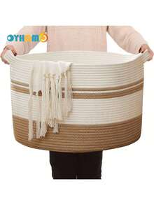 OYHOMO Large Woven Rope Laundry Basket Modern Storage Basket For Laundry, Toys, Clothes, Blankets Or Home Decor - 18.9x13.4x11 Inches - Soft Material, Large Capacity, And Multifunctional - Multicolor - View 20