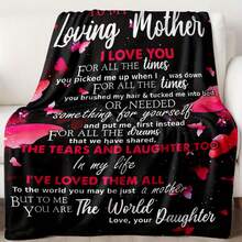Give A Blanket As A Gift To The Most Beautiful And Charming Mother,Super Soft Flannel Printed  Blanket,As Birthday Gifts, Family, Wedding, Souvenir Blankets, Polyester Blankets Suitable For All Seasons, Washable, Machine Washable, Lightweight, Breathable, Comfortable, Warm, Unique, 280gsm For Him, Her Personalized Ideal Gifts For Her,  Family, Perfect Nap, Camping, Travel, Home, Daily Life, Office Decoration, Birthday, Anniversary, Valentine's Day, Thanksgiving, Christmas, Halloween, Mother's Day,  Wedding, New Year Gifts ,Sofa,Bed,Car,Bedroom,Living Room,Office,  Outdoor Camping, Beach,Wall Decoration - 多色12 - 查看 3