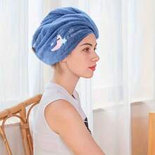 1 Peça Touca de Secagem de Cabelo Rápida para Mulheres, Design de Bordado Cartoon, Toalha de Cabeça, Touca de Secagem de Cabelo, Touca de Chuveiro de Absorção Rápida para Banheiro, Acessórios de Banheiro - Multicolorido - Visão 12