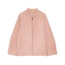 Women's New Zipper Winter Jacket, Sexy Comfortable Faux Suede Coat - Dusty Pink - View 4
