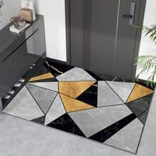 Geometric Pattern Doormat - Machine Washable, Rectangular Polyester Material, Suitable For Indoor/Outdoor Use, Perfect For Living Room, Bedroom, Kitchen, Office, Camping Decor, Entryway | Modern Flannel Doormat | Machine Washable, Water Washable - Multicolor - View 23