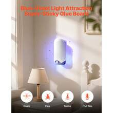 Fly Trap, Plug-In Gnat Killer, Plug And Play Indoor Skeeter Zapper With Blue-Violet Light & 10 Sticky Glue Boards, Flying Gnat Catcher For Catching Gnats, Flies, Moths, Fruit Flies In Any Room - 查看 2
