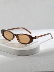 1 Pair Women's Cat Eye Small Frame Personalized Glasses, Retro Decorated Temples, Fashionable Versatile Street Style, High-End And Elegant