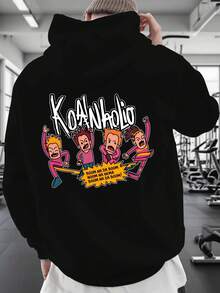 Men's Funny Thai New Year Back Print Hooded Sweatshirt - Prosperity And Prosperity Pattern Pullover With Songkran Festival Design, Kangaroo Pocket And Elastic Fabric, Washable Casual Winter Sweater Suitable Spring And Autumn Layering (Thai Culture Enthusiasts) - 黑色 - 查看 1