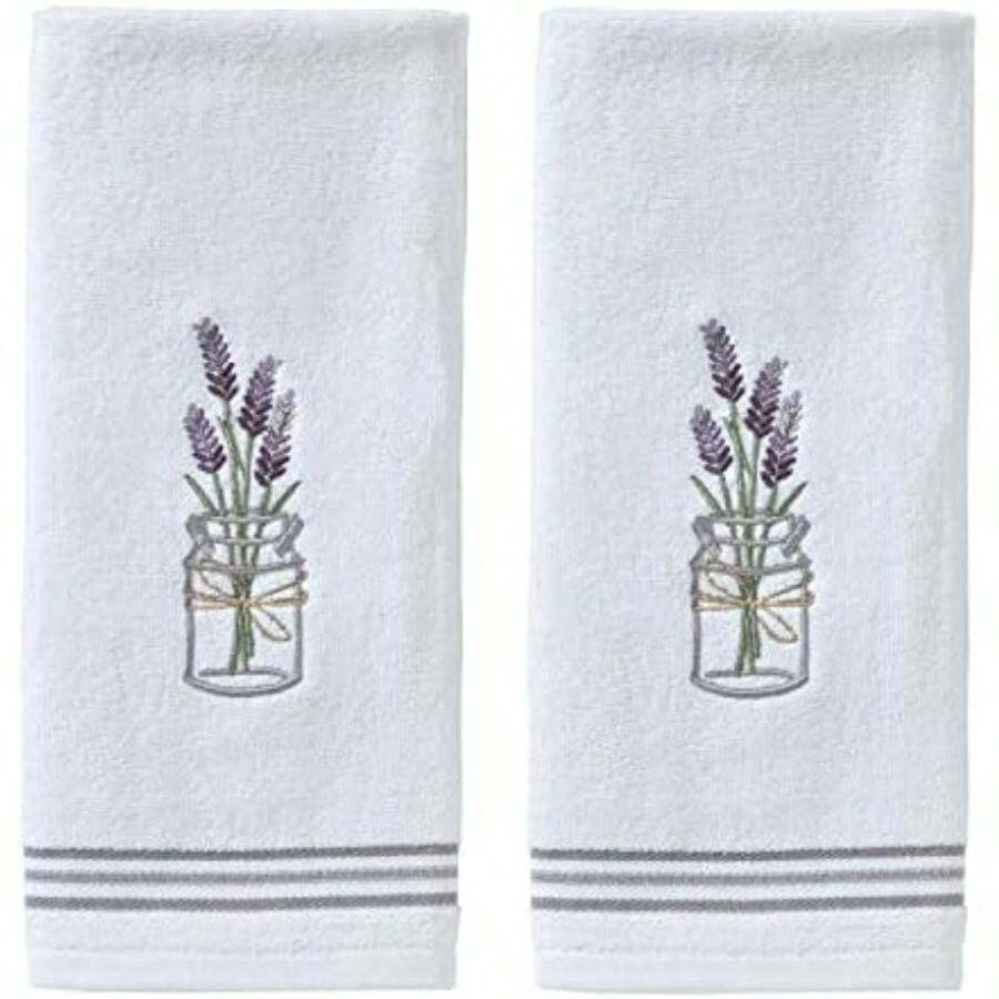 SKL Home by Saturday Knight Ltd. Toalla de Mano de Lavanda (Paquete de 2), Color Blanco, 16 x 25 Pulgadas(default) - Multicolor - Ver 1